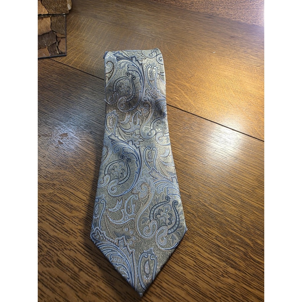 BURMA BIBAS NWOT Men's Green Gold Paisley Silk Tie 58¼" X 3"